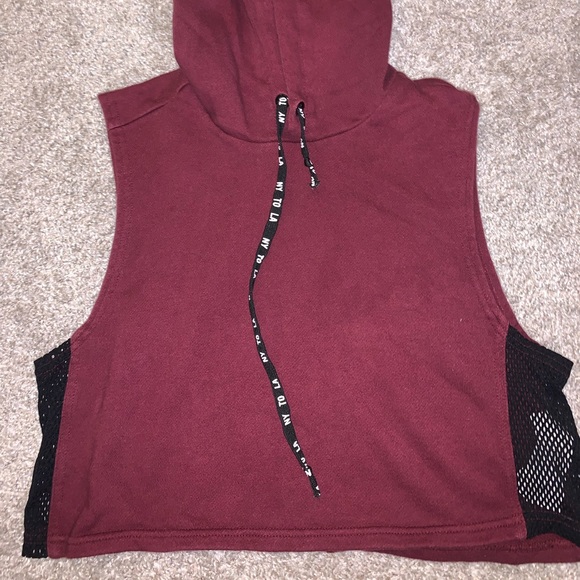 Forever 21 Maroon & Black Sleeveless Hoodie size S - Picture 6 of 11